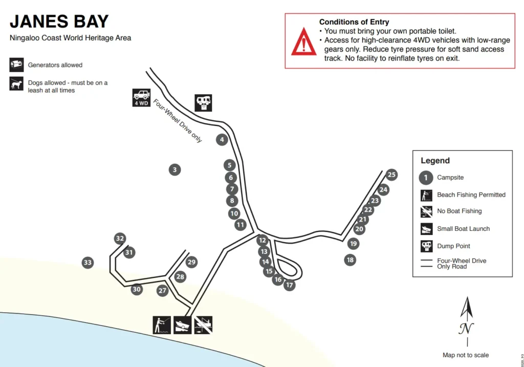 Janes Bay Campsite Map Ningaloo Coast Wold Heritage Area