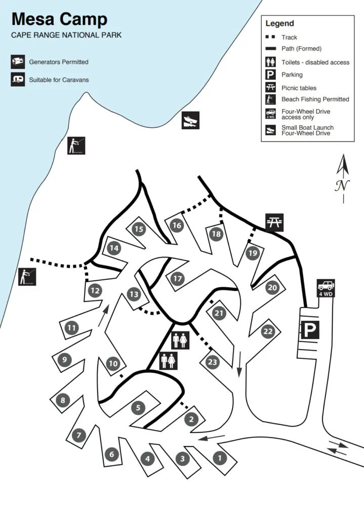 Mesa Camp Map Cape Range National Park