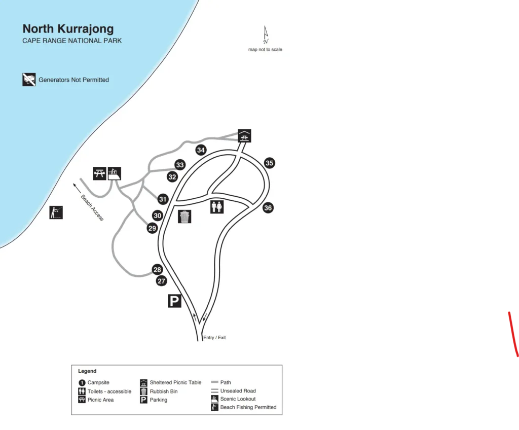 North Kurrajong Campsite Map Cape Range National Park