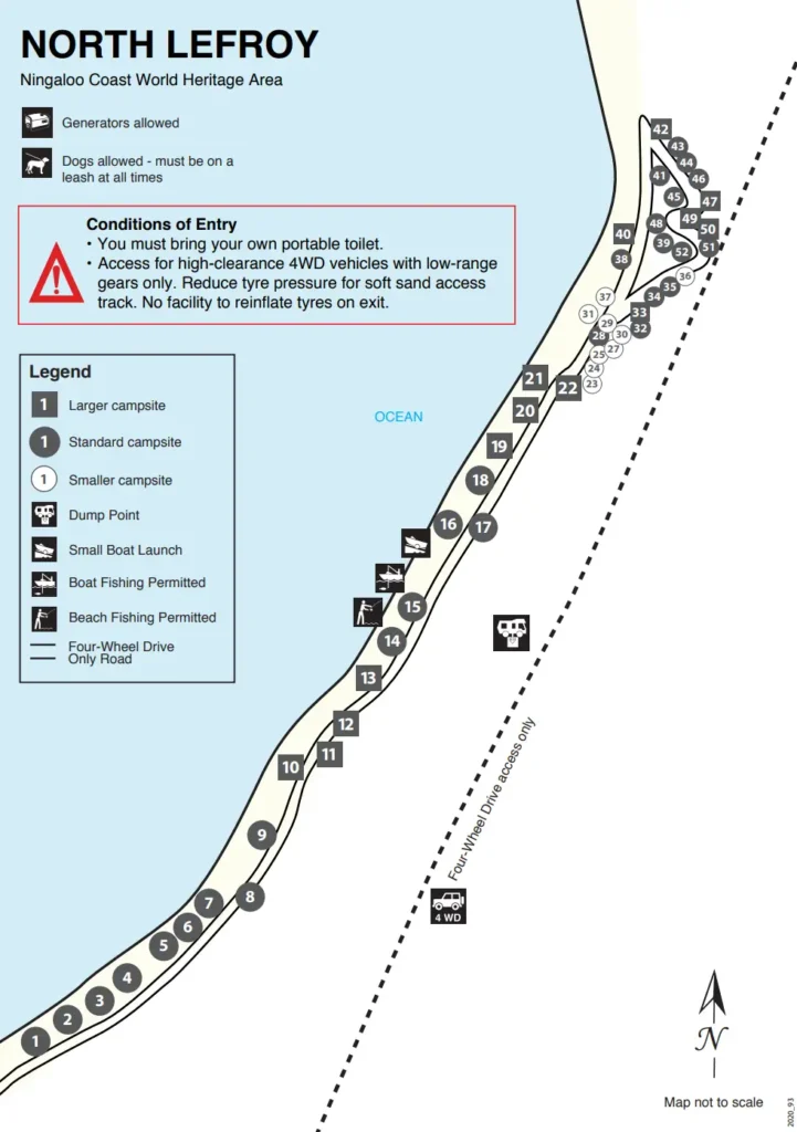 North Lefroy Campsite Map - Ningaloo Coast World Heritage Area