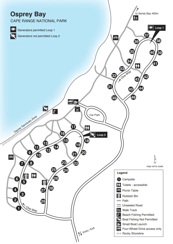 Osprey Bay Campsite Map Cape Range National Park