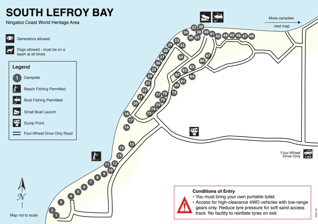 South Lefroy Bay Campground Map A Ningaloo Coast World Heritage Area