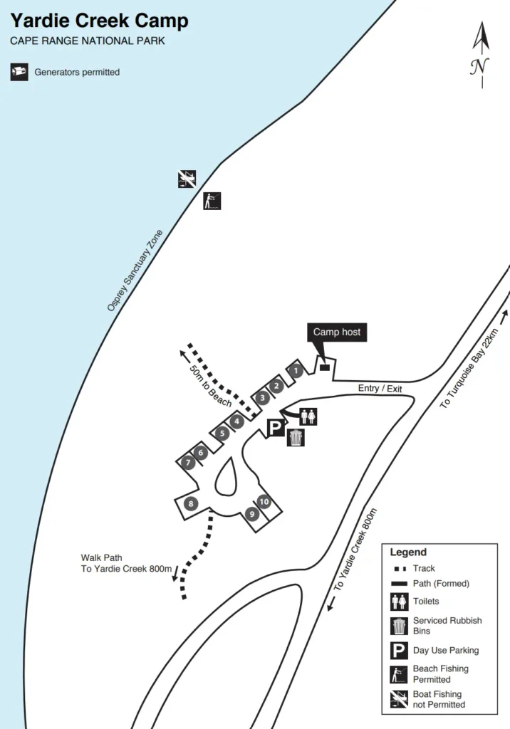 Yardie Creek Campground Map Cape Range National Park
