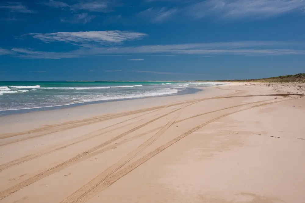 Sandy Ningaloo Beach with Tyre Tracks from a 4WD