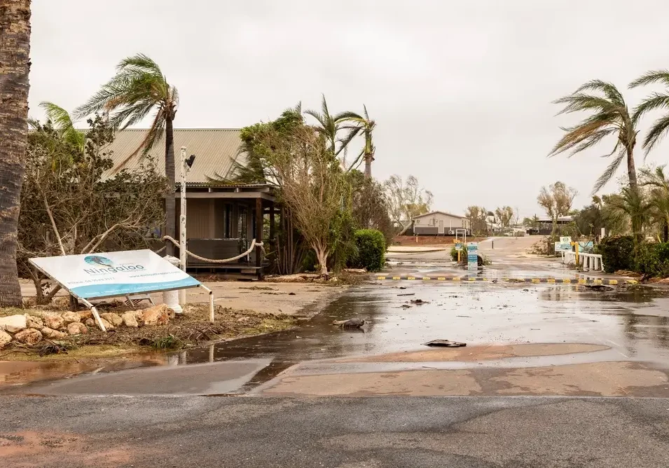 Cityscape after athe Cat 4 Cyclone Narelle destroys exmouth