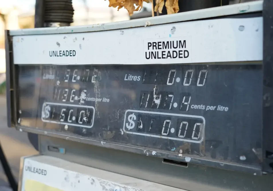 Fuel Bowser with prices in dollars in Australia